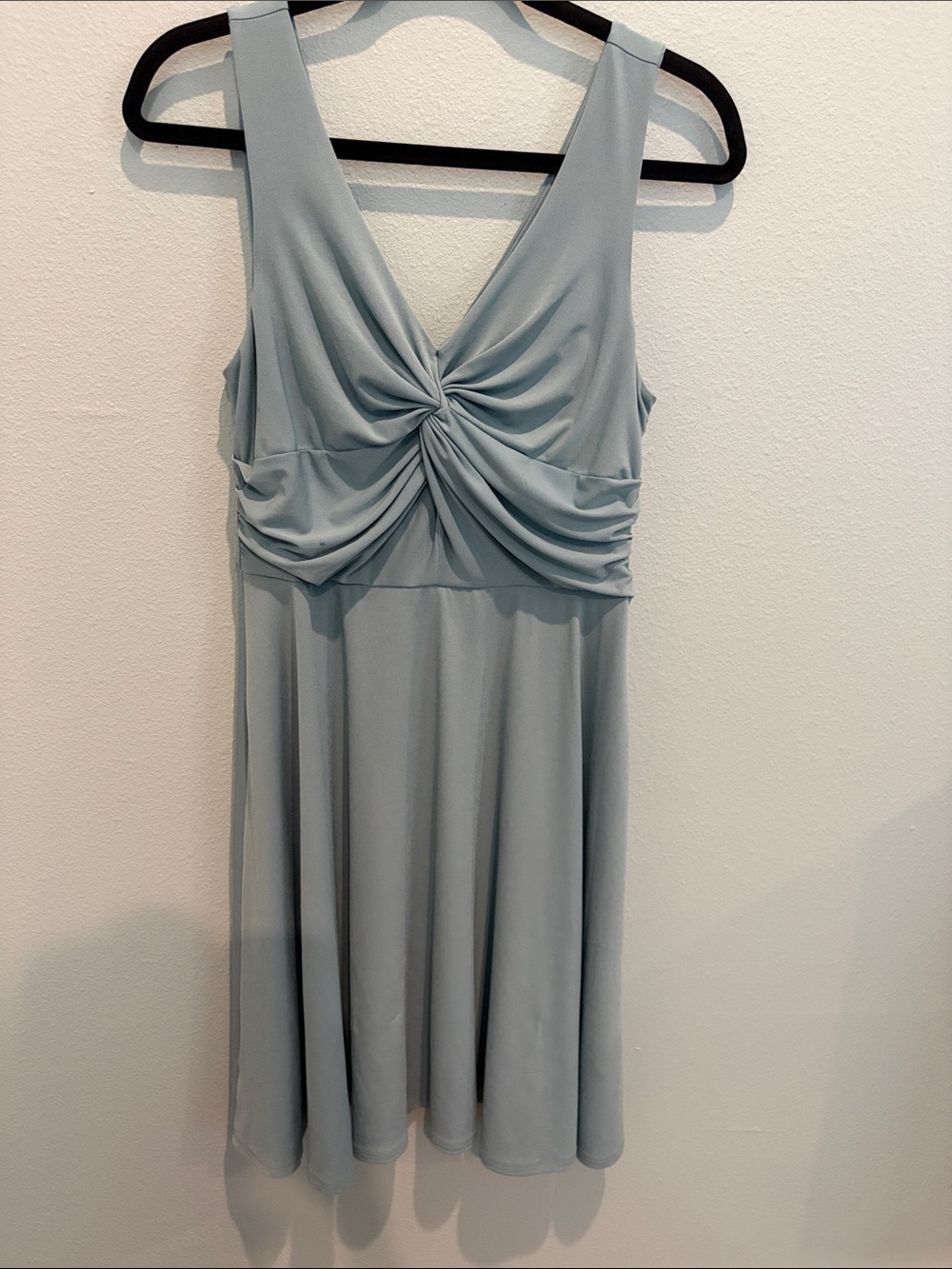 Ann Taylor Light Blue Twist-Front Midi Dress